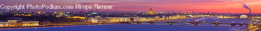 City, Downtown, Dawn, Dusk, Red Sky, Sky, Sunrise