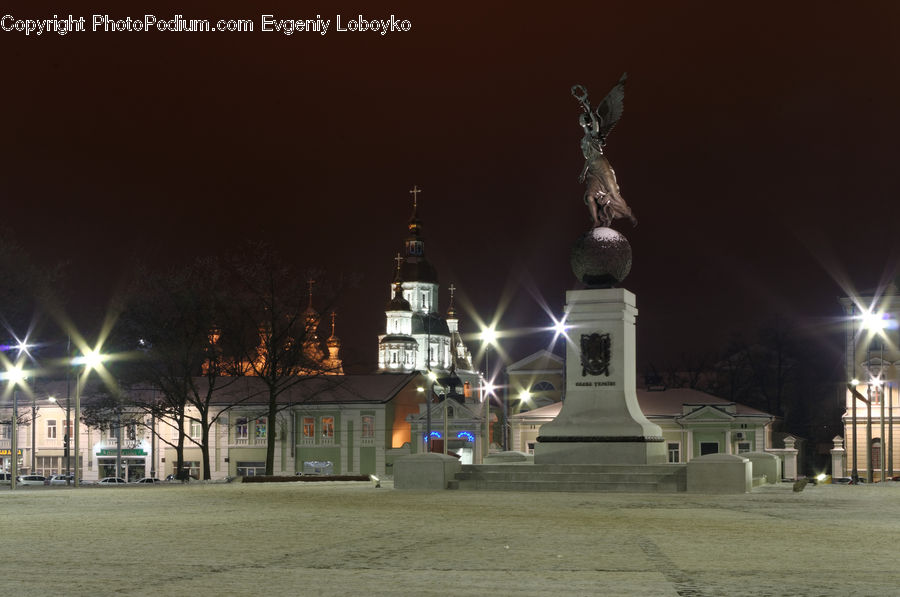 Art, Sculpture, Statue, Lighting, Night, Outdoors, Architecture
