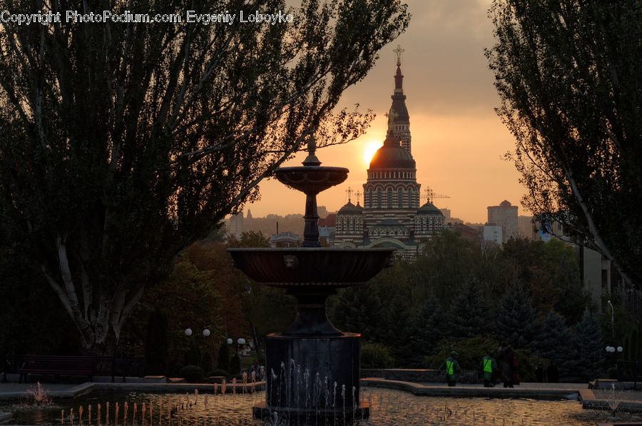 Architecture, Bell Tower, Clock Tower, Tower, Fountain, Water, Pagoda