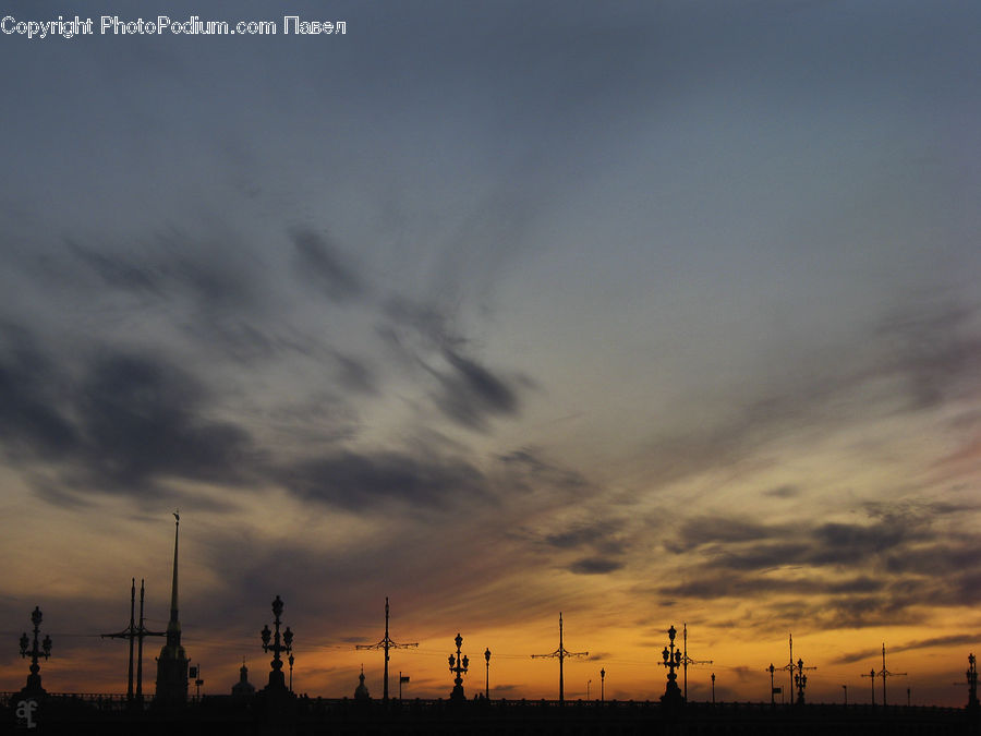 Dawn, Dusk, Red Sky, Sky, Sunrise, Sunset, Factory