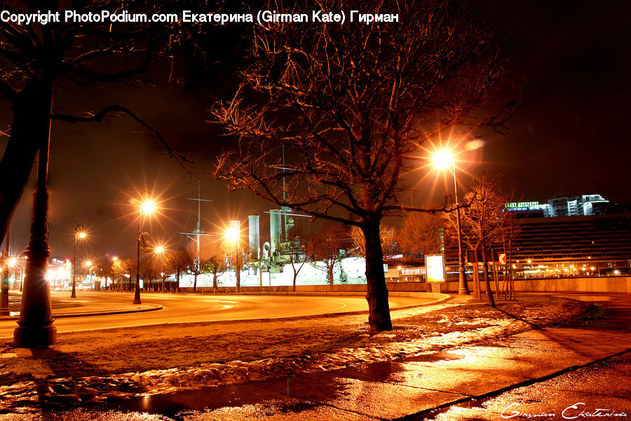 Night, Outdoors, Boardwalk, Path, Pavement, Sidewalk, Walkway