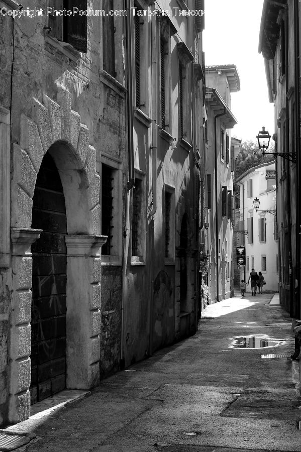 Alley, Alleyway, Road, Street, Town, Arch, Puddle