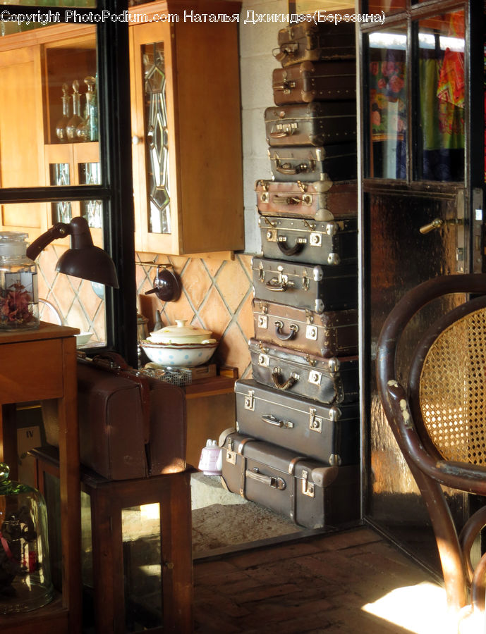 Luggage, Suitcase, Furniture, Toilet, Cabinet, China Cabinet, Indoors