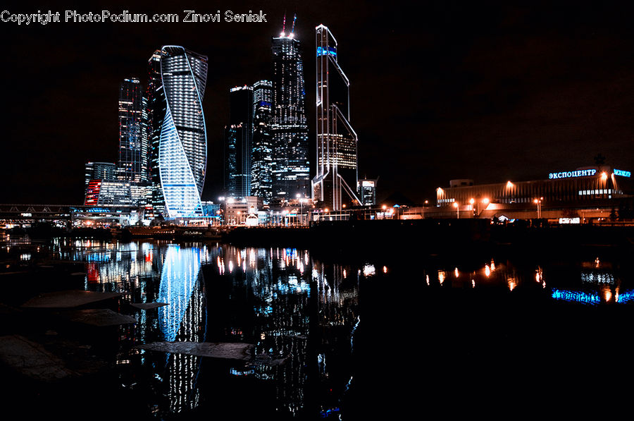 City, Downtown, Metropolis, Urban, Night, Outdoors, Bar Counter