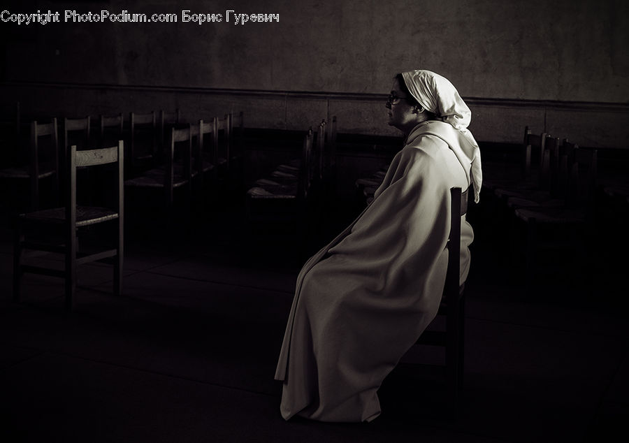 People, Person, Human, Chair, Furniture, Robe, Cloak