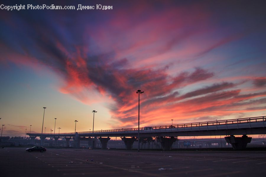 Dawn, Dusk, Red Sky, Sky, Sunrise, Sunset, Freeway