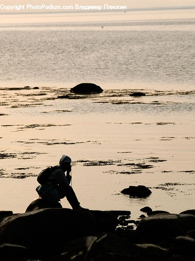 Beach, Coast, Outdoors, Sea, Water, Silhouette, Ocean