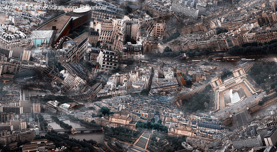 City, Downtown, Urban, Aerial View, Metropolis, Rubble, Demolition