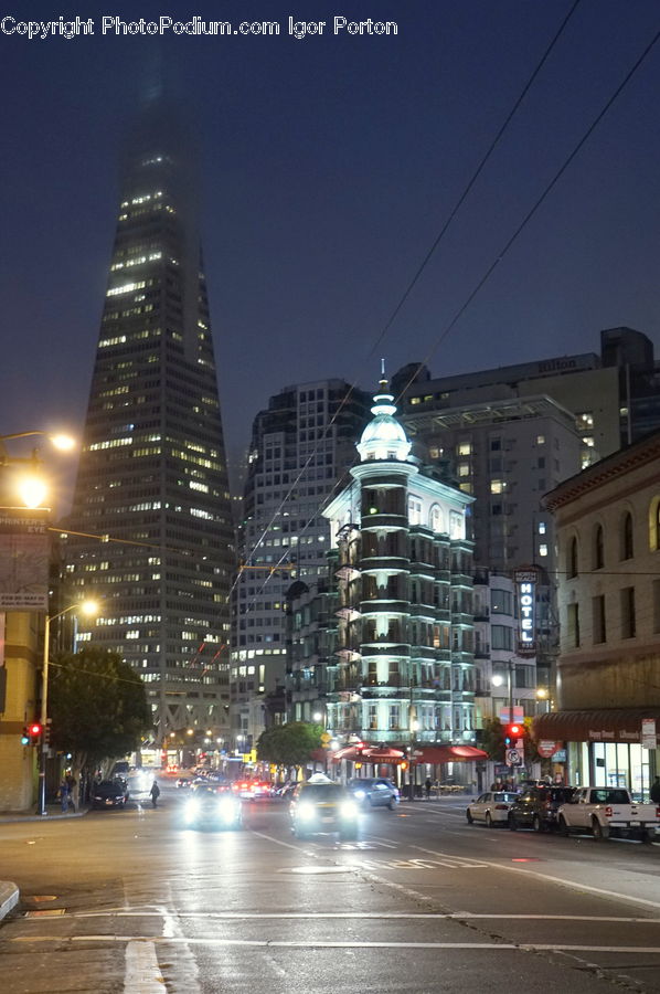 City, Downtown, Metropolis, Urban, Building, Intersection, Road