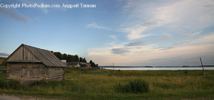 Cabin, Hut, Rural, Shack, Shelter, Field, Grass