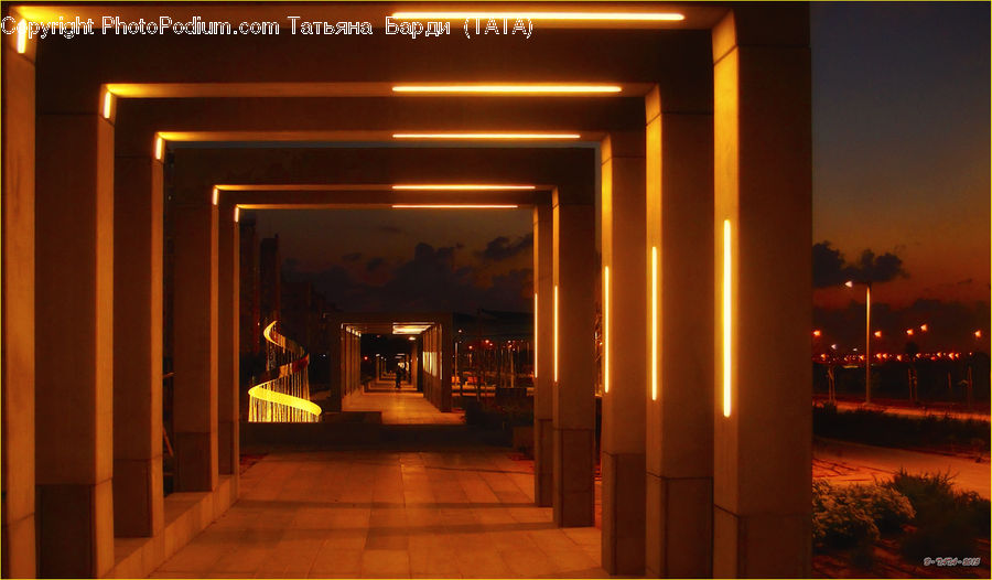 Corridor, Night, Outdoors, Lighting, Furniture, Dining Room, Indoors