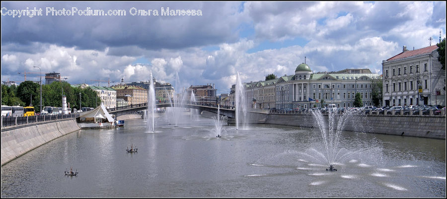 Water, Architecture, Downtown, Plaza, Town Square, Castle, Mansion