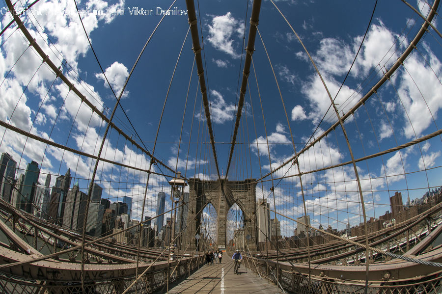 Bridge, Suspension Bridge, Arch, City, Downtown, Urban, Building
