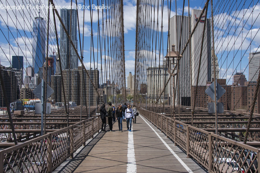 Bridge, Path, Sidewalk, Walkway, City, Downtown