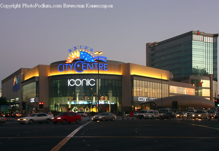 Architecture, Convention Center, Intersection, Road, Car Dealership, Building, City