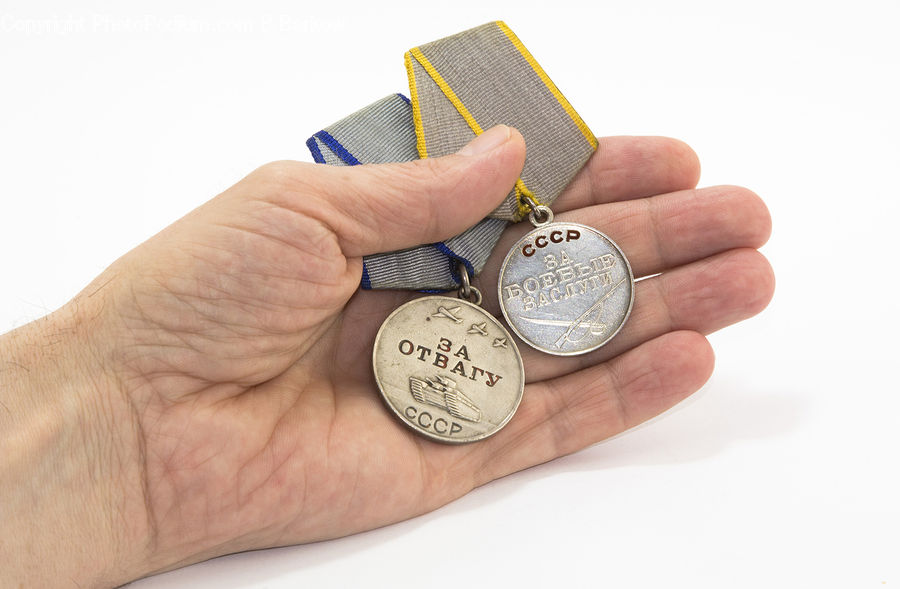 Coin, Money, Badge, Emblem, Logo, Finger, Hand
