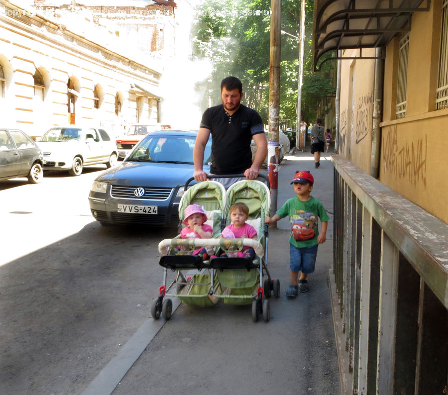 People, Person, Human, Stroller, Automobile, Car, Sedan