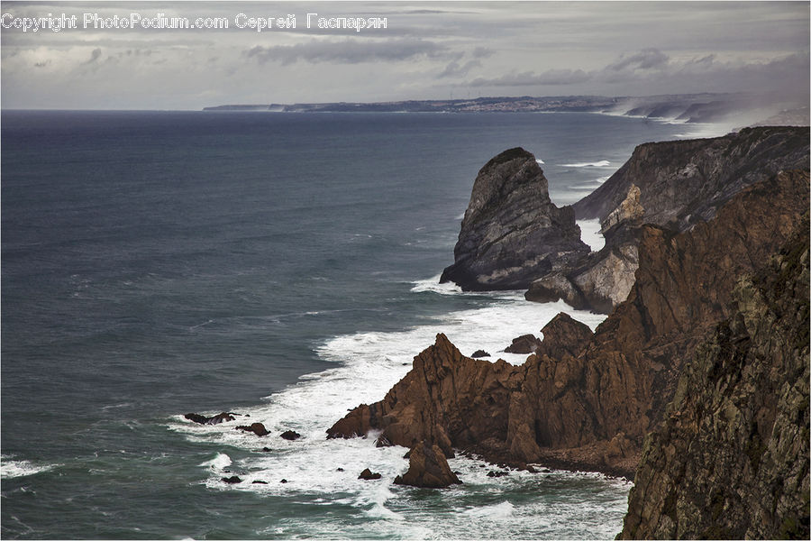 Promontory, Cliff, Outdoors, Coast, Sea, Water, Beach