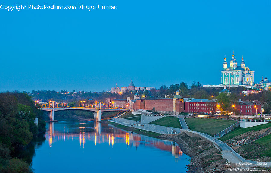 Canal, Outdoors, River, Water, Bridge, Architecture, Mansion