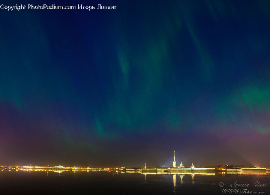 Aurora, Light, Night, Outdoors, City, Downtown, Metropolis