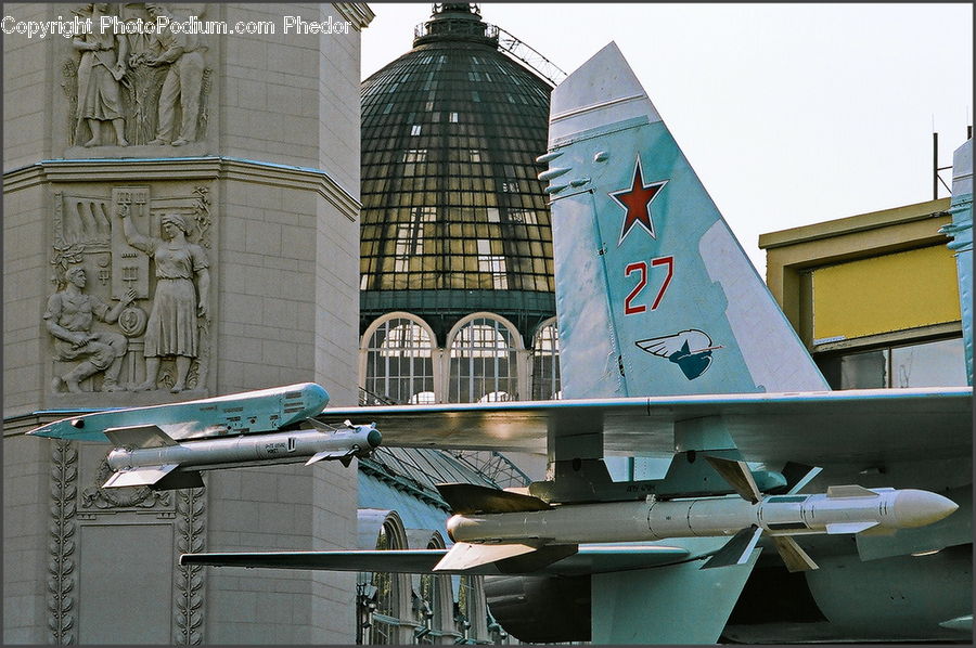 Aircraft, Airplane, Art, Sculpture, Statue, Balcony, Building