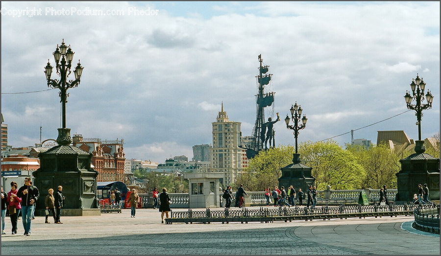 Lamp Post, Pole, Architecture, Downtown, Plaza, Town Square, Town