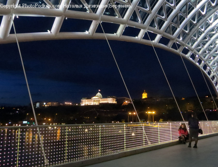 Bridge, Night, Outdoors, Architecture, Dome, Lighting, City