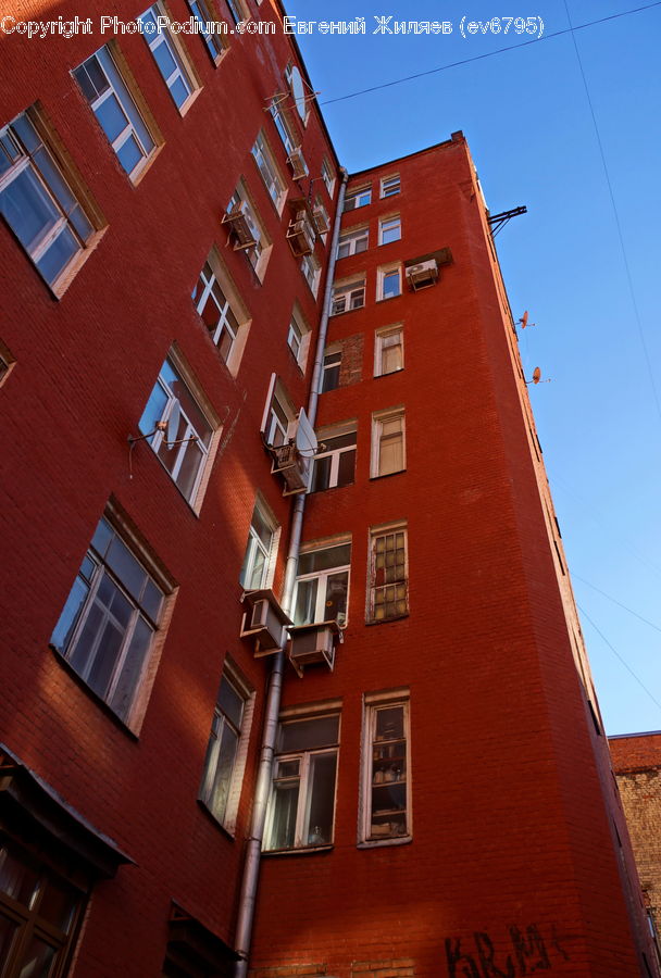 Apartment Building, Building, High Rise, Housing, Brick, Architecture, Skylight