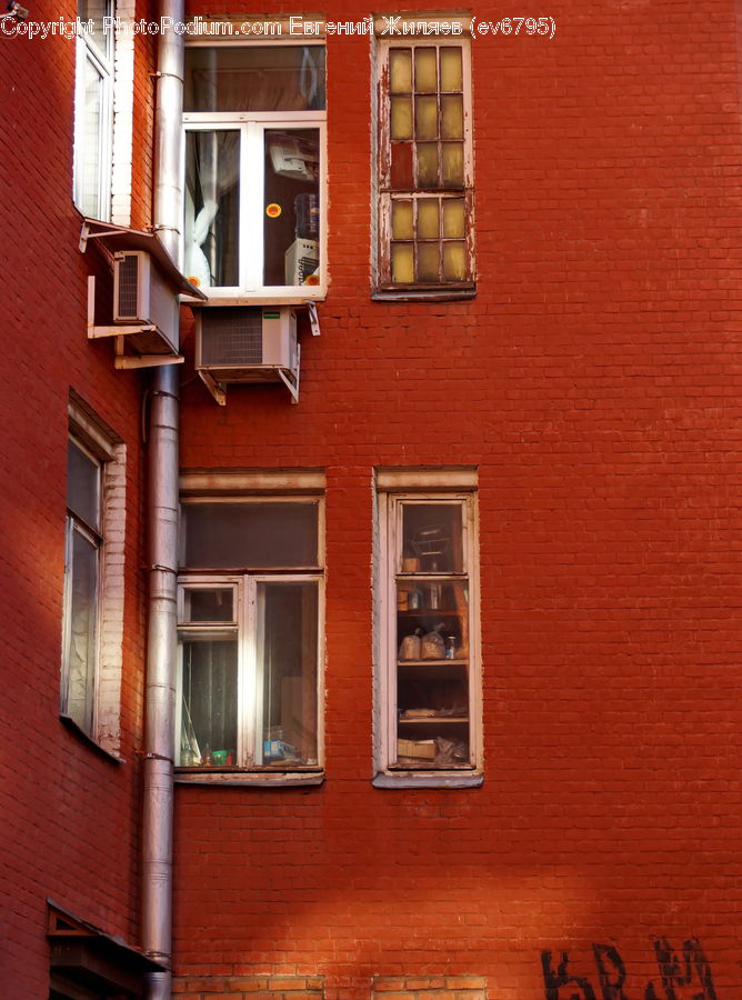 Brick, Balcony, Apartment Building, Building, High Rise, Housing, Alley