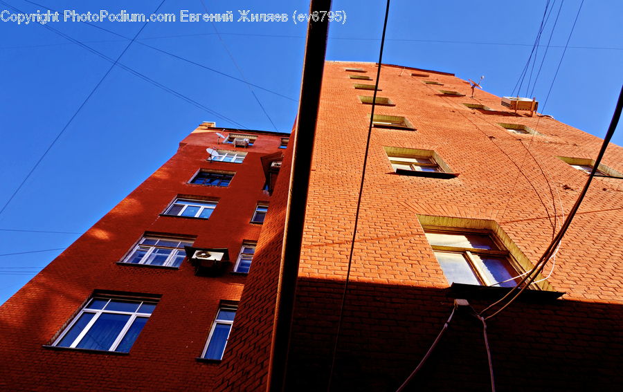 Brick, Apartment Building, Building, High Rise, Housing, City, Downtown