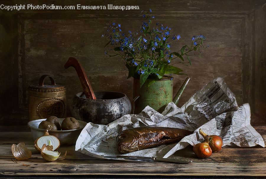 Plant, Potted Plant, Garlic, Jar, Porcelain, Vase, Pot