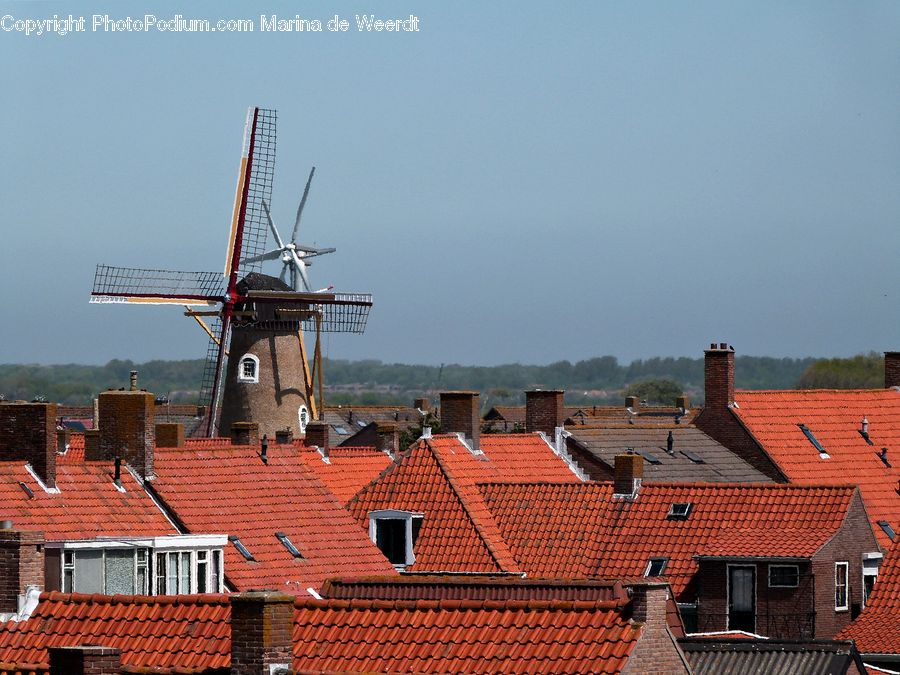 Brick, Roof, Antenna, Building, Housing