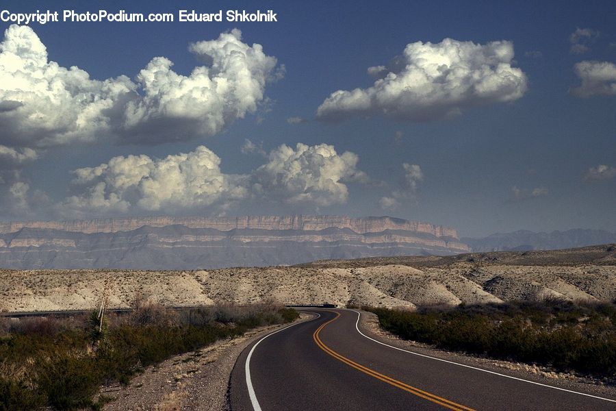 Road, Cloud, Cumulus, Sky, Azure Sky, Outdoors, Asphalt