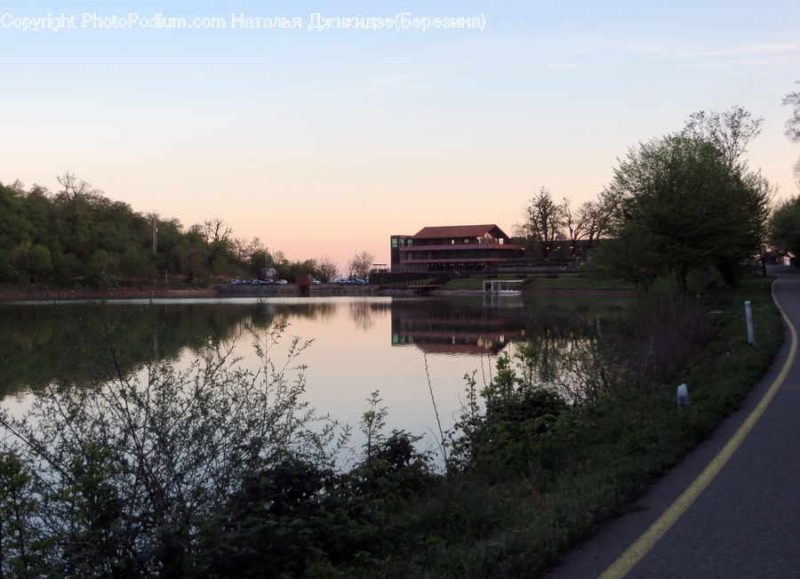 Canal, Outdoors, River, Water, Freeway, Road, Building