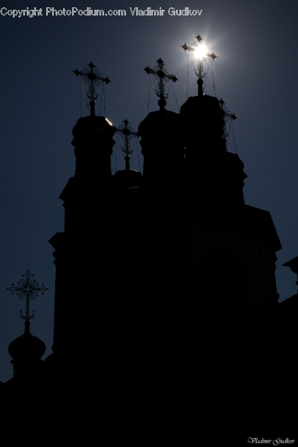Architecture, Bell Tower, Clock Tower, Tower, Silhouette, Antenna, Cross