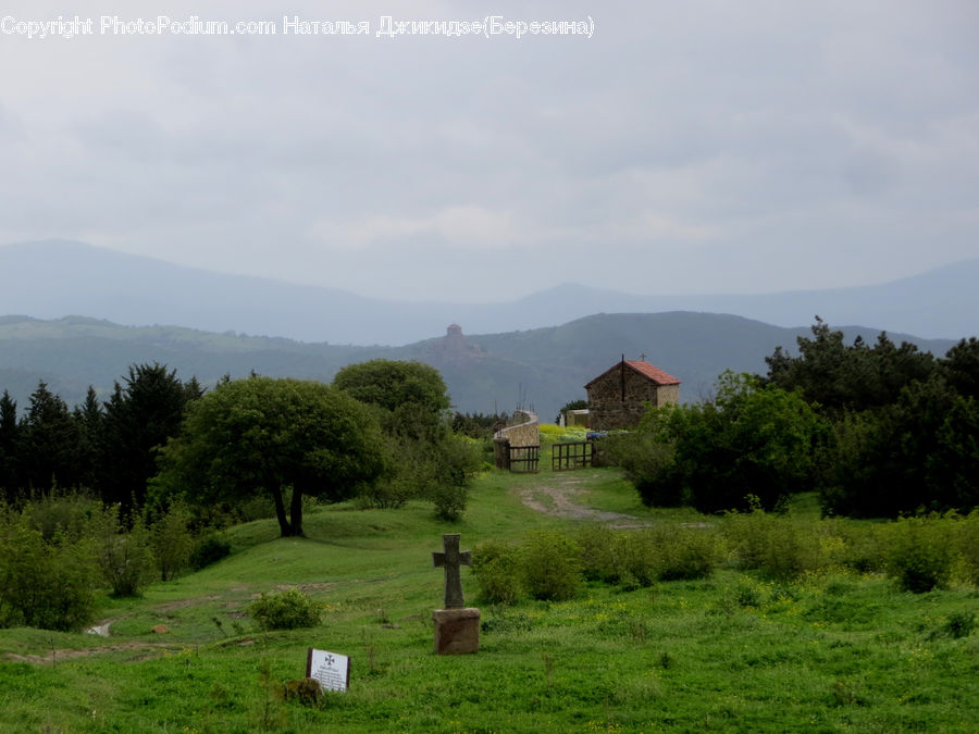Building, Cottage, Housing, Field, Grass, Grassland, Land