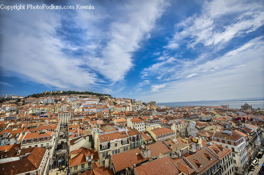 Downtown, Neighborhood, Town, Roof, Building, Aerial View, City
