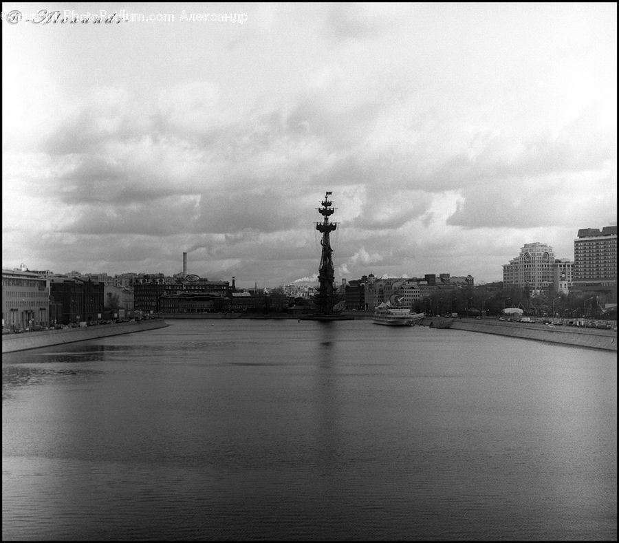 Architecture, Tower, City, Downtown, Urban, Outdoors, River