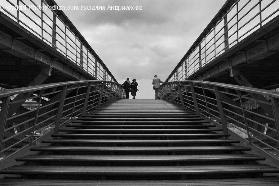 Bridge, Railing, Banister, Handrail, Path, Trail, City