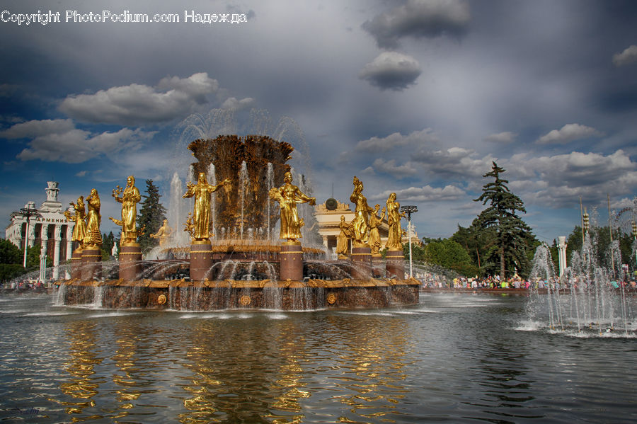 Fountain, Water, Buddha, Person, Shrine, Temple, Crowd