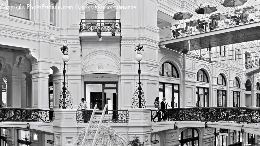 Balcony, City, Downtown, Urban, Banister, Handrail, Architecture