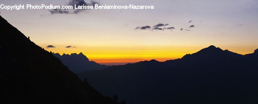 Dawn, Dusk, Red Sky, Sky, Sunrise, Sunset, Mountain