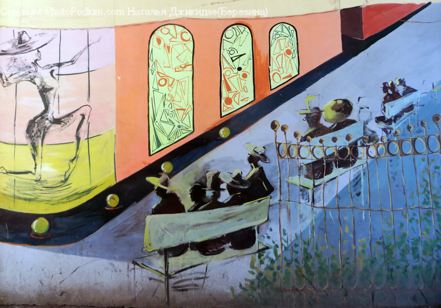Drawing, Sketch, Art, Mural, Painting, Paper, Boat