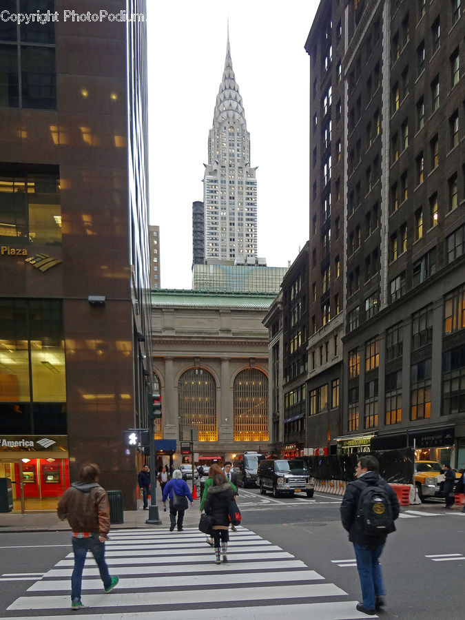 People, Person, Human, Building, Intersection, Road, City