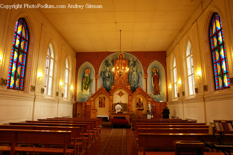 Architecture, Church, Worship, Aisle, Corridor, Dining Table, Furniture