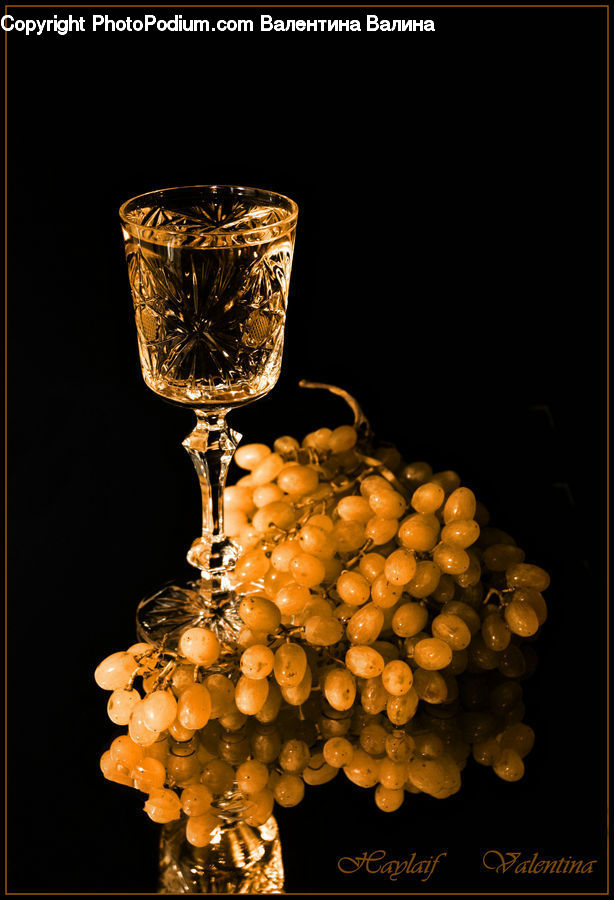 Glass, Goblet, Fruit, Grapes