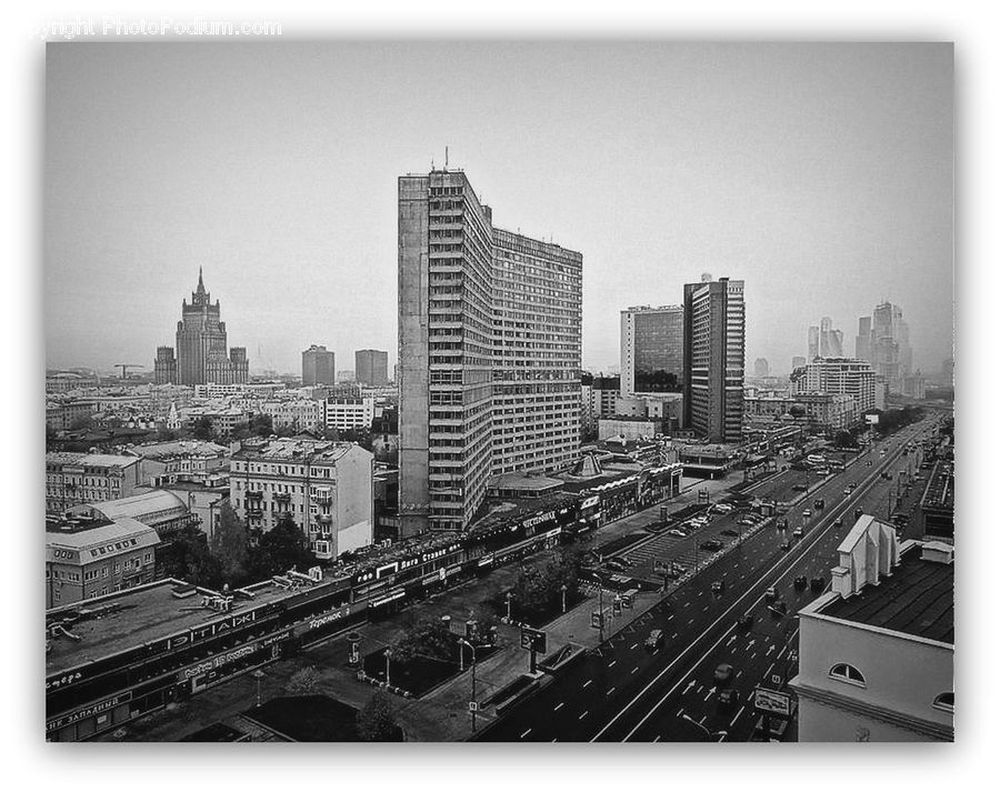 City, Downtown, Urban, Metropolis, Intersection, Road, Architecture
