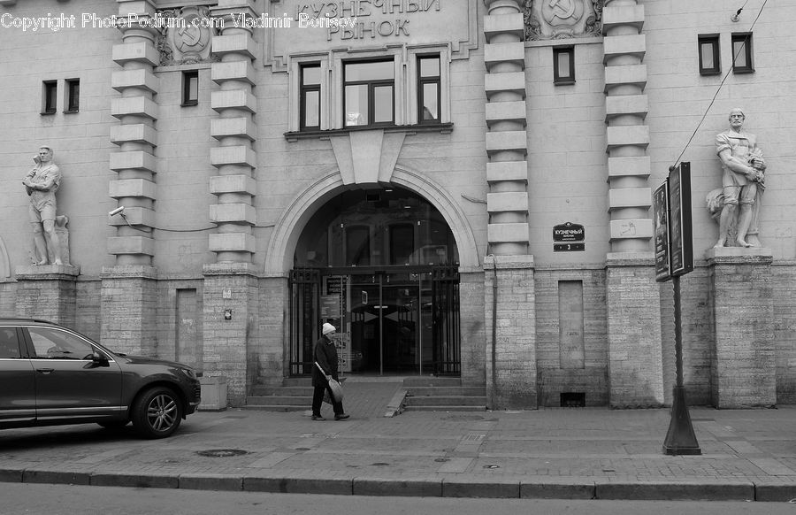 Architecture, Court, Brick, Art, Sculpture, Statue, Automobile