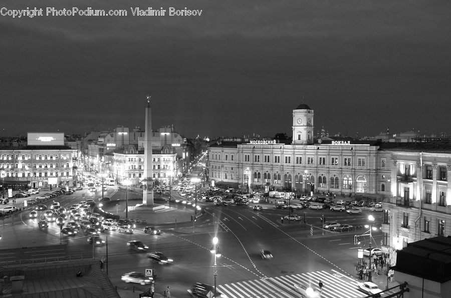 Intersection, Road, City, Downtown, Parking, Parking Lot, Billiard Room
