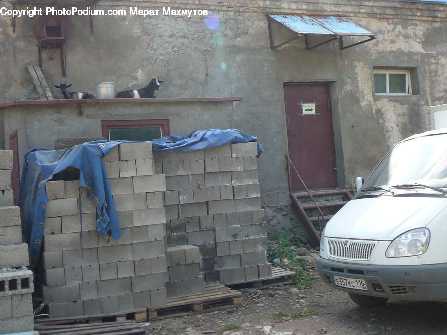 Automobile, Car, Vehicle, Sedan, Van, Cobblestone, Pavement